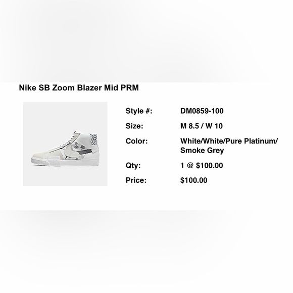 Nike Zoom Blazer Mid Premium SB 'Paisley Pack - Floral' women’s size 10 - Picture 7 of 7